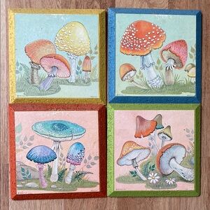 Set of four vintage 1971 mushroom pictures GUC